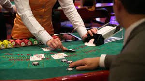t6slot login live dealer studio with professional blackjack table and multi-camera setup